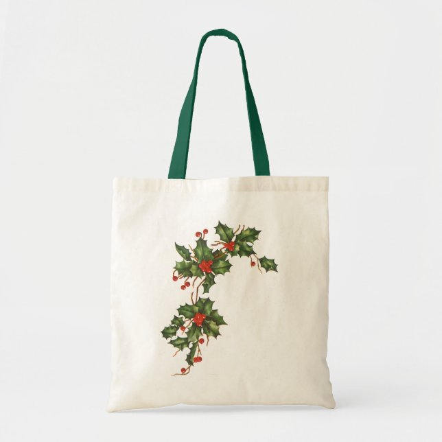 Weihnachten, Holly-Pflanze mit Roten Berries Tragetasche (Vorne)