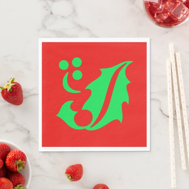 Weihnachten Holly Red Green Xmas Serviette (Beispiel)