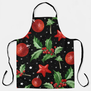 Weihnachten Holly Snow Stars Nahtlos Schürze