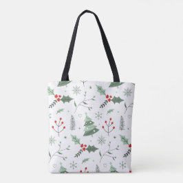 Weihnachten Holly & Tree Tote Tag Tasche
