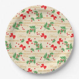 Weihnachten Holly und Ribbon Pappteller