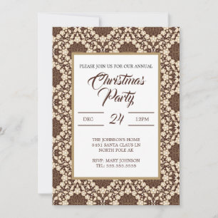 Weihnachten Holly, Vintage Creme & Brown Einladung