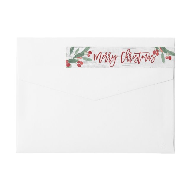Weihnachten Holly Watercolor Rücksendeadresse (Rückseite)