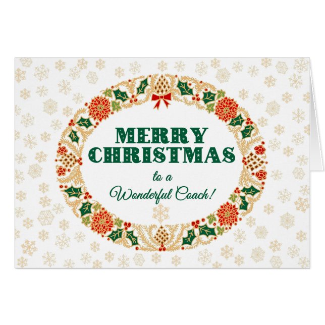 Weihnachten Holly Wreath, Coach, Schneeflocken (Vorderseite (Horizontal))