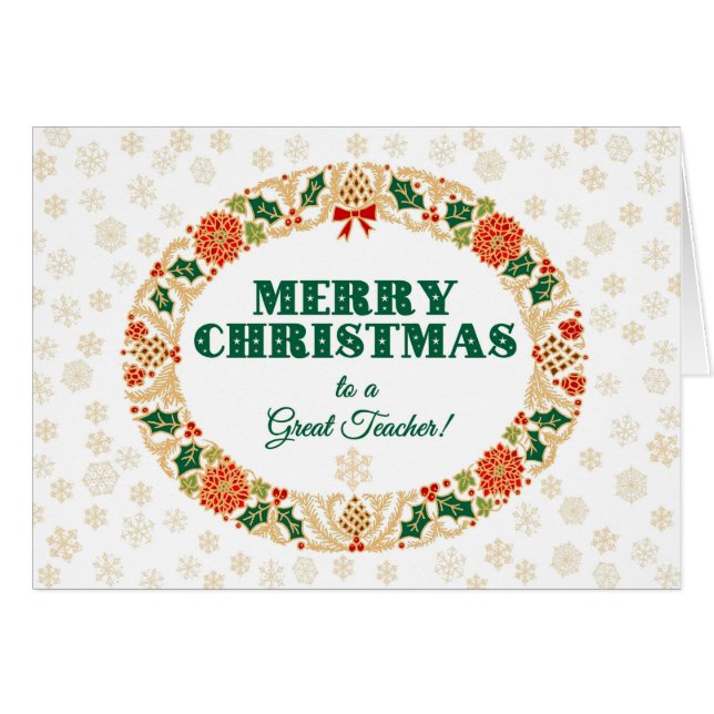 Weihnachten Holly Wreath für Lehrer Schneeflocken (Vorderseite (Horizontal))
