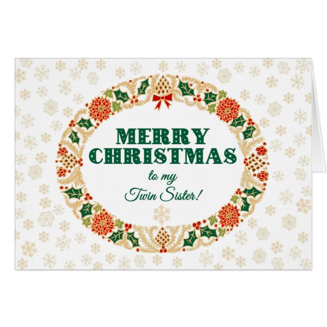 Weihnachten Holly Wreath für Zwillingsschwester Sn (Vorderseite (Horizontal))