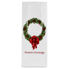 Weihnachten Holly Wreath und Berries Geschenktüte Für Weinflaschen