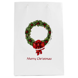 Weihnachten Holly Wreath und Berries Mittlere Geschenktüte