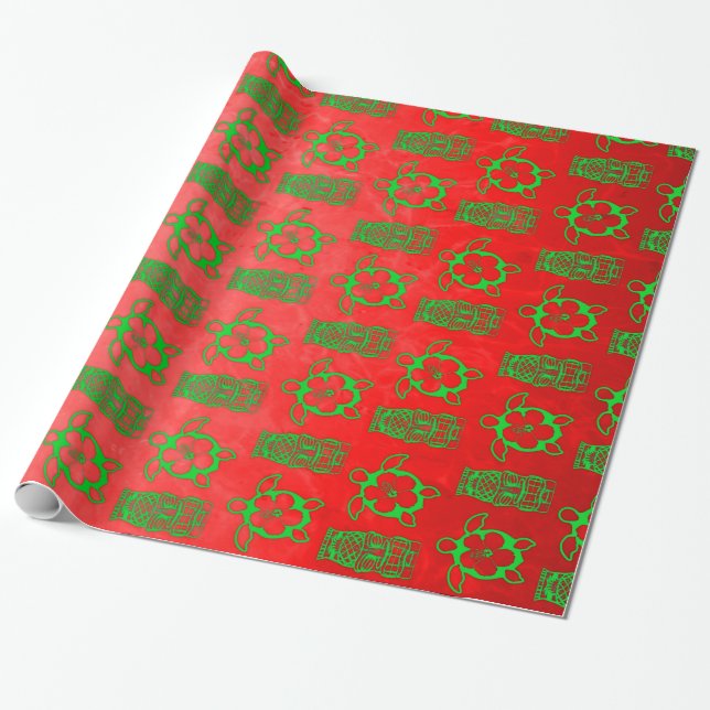 Weihnachten Honu und Tiki Geschenkpapier (Ungerollt)