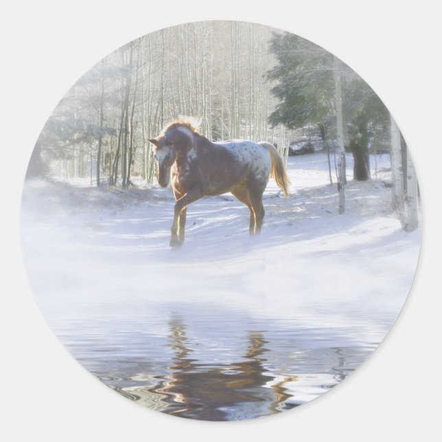 Weihnachten Horse Stickers! Runder Aufkleber (Vorderseite)
