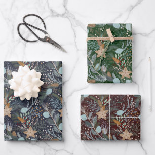 Weihnachten hübsche blühende Muster Geschenkpapier Set
