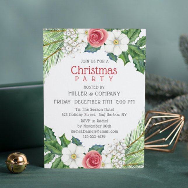 Weihnachten Hübsches florales Weihnachtsfest Party Einladung (Von Creator hochgeladen)