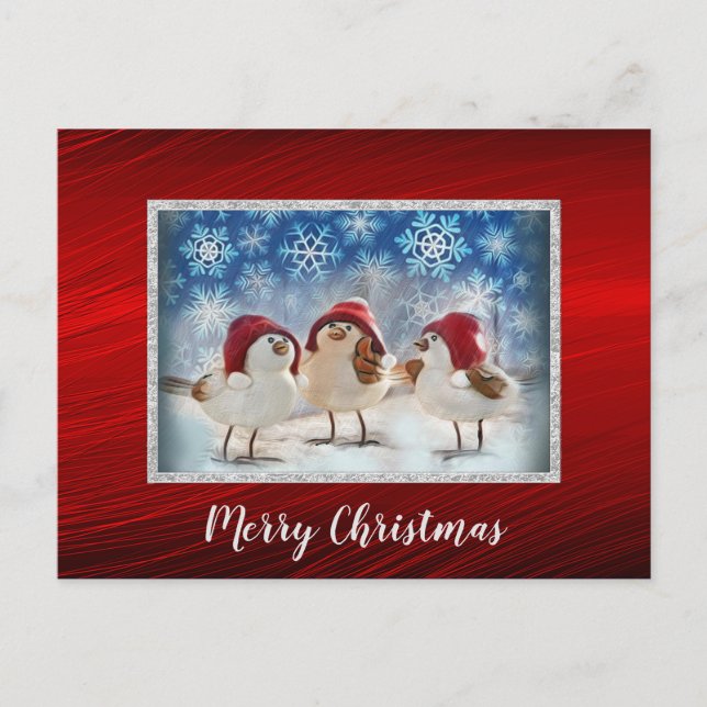 Weihnachten Hühner Schnee Farbe Weihnachten Postkarte (Vorderseite)