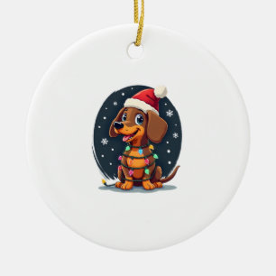 Weihnachten Hund Dackel Weihnachtsmann Xmas Wiener Keramik Ornament