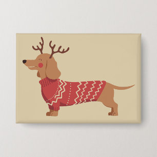 Weihnachten Hundebesitzer Dachshund Geschenk Urlau Button