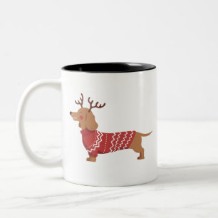 Weihnachten Hundebesitzer Dachshund Geschenk Urlau Zweifarbige Tasse
