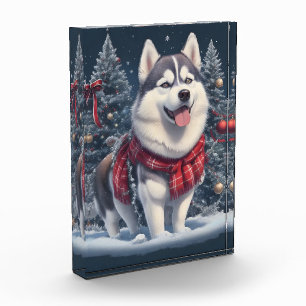 Weihnachten Husky Dog Magic Xmas Weihnachtsgeist Fotoblock