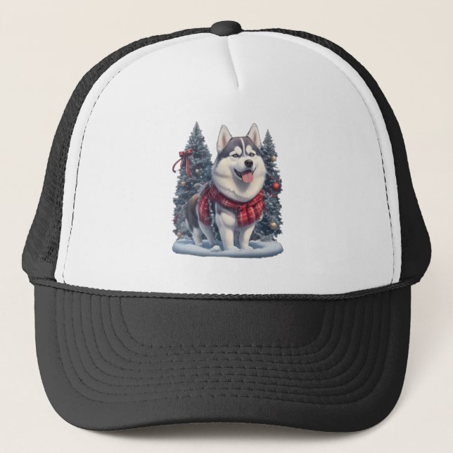 Weihnachten Husky Dog Magic Xmas Weihnachtsgeist Truckerkappe (Vorderseite)