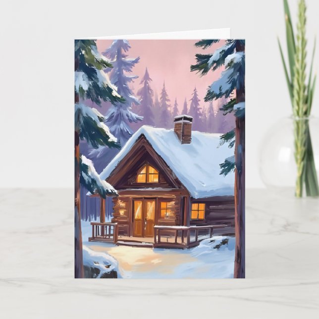 Weihnachten Hütte Wald Winter Schnee (Vorderseite)