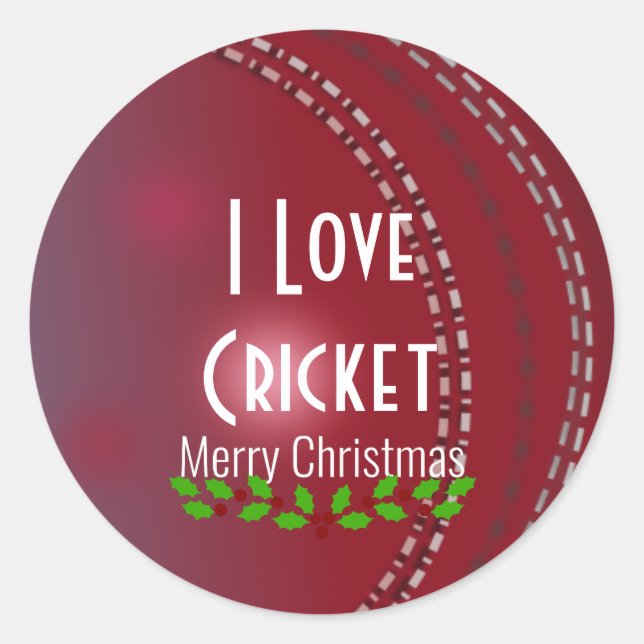 Weihnachten, "I Liebe Cricket" Runder Aufkleber (Vorderseite)
