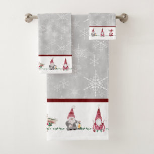 Weihnachten I Liebe Gnomos Skandinavier Roter Grau Badhandtuch Set