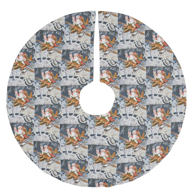 Weihnachten im 2. Jahrhundert Weihnachten im Flugz Polyester Weihnachtsbaumdecke (Vorderseite)