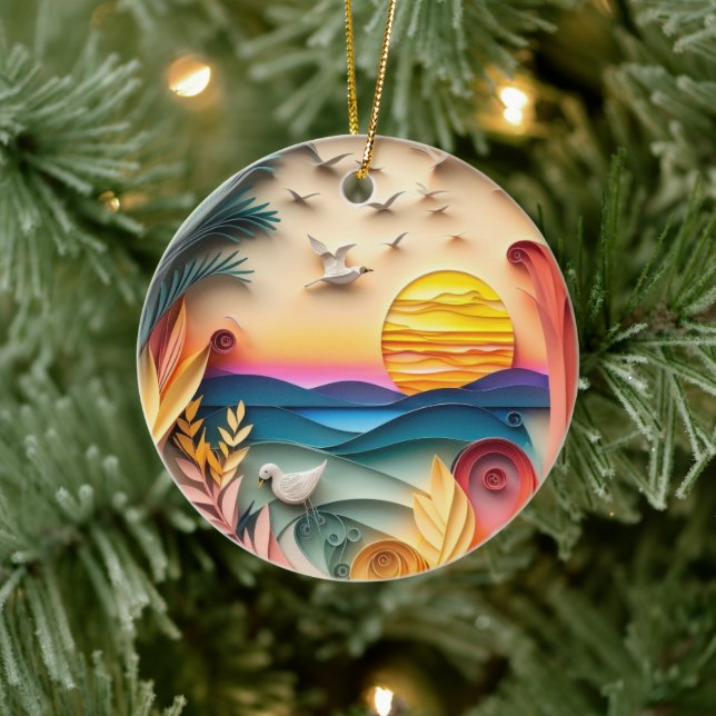 Weihnachten im 3D-Ozean Keramik Ornament (Baum)