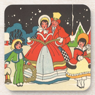 Weihnachten im alten Stil, eine Familie singt Weih Getränkeuntersetzer