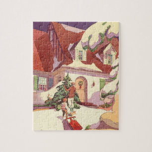 Weihnachten im alten Stil, Familienhaus im Schnee