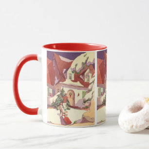 Weihnachten im alten Stil, Familienhaus im Schnee Tasse