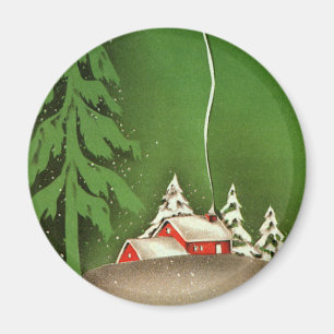 Weihnachten im alten Stil, Haus im Winterwald Schn Magnet
