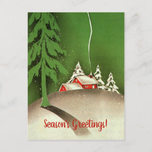 Weihnachten im alten Stil, Haus im Winterwald Schn Postkarte