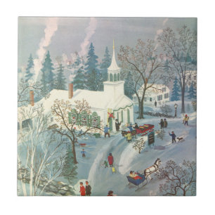 Weihnachten im alten Stil, Menschen auf dem Weg zu Fliese