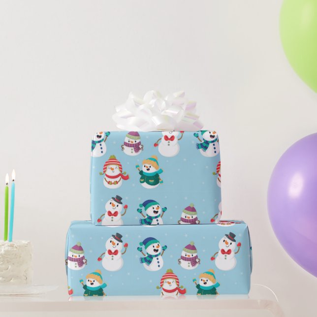 Weihnachten im Aquarell Niedlich Snowman Party Geschenkpapier (Partygeschenke)