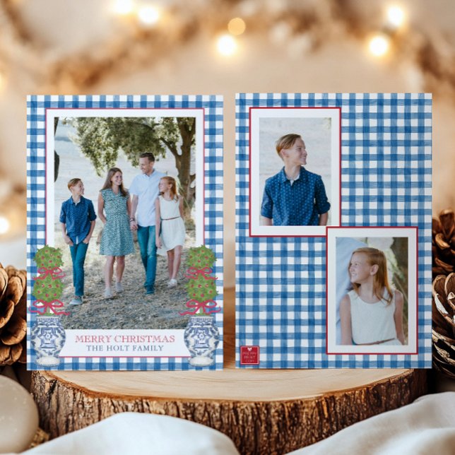 Weihnachten im Aquarell Topiary Gingham Foto (Von Creator hochgeladen)