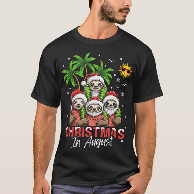 Weihnachten im August Rainbow Flamingo Swim Drink  T-Shirt (Vorderseite)