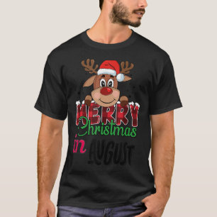 Weihnachten im August Rosa Flamingo in Weihnachtsm T-Shirt