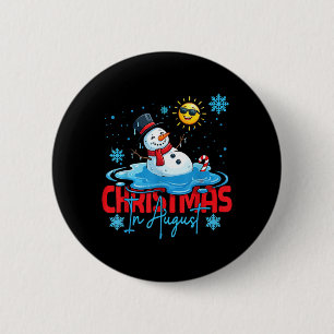 Weihnachten im August Schmelzender Schneemann Somm Button