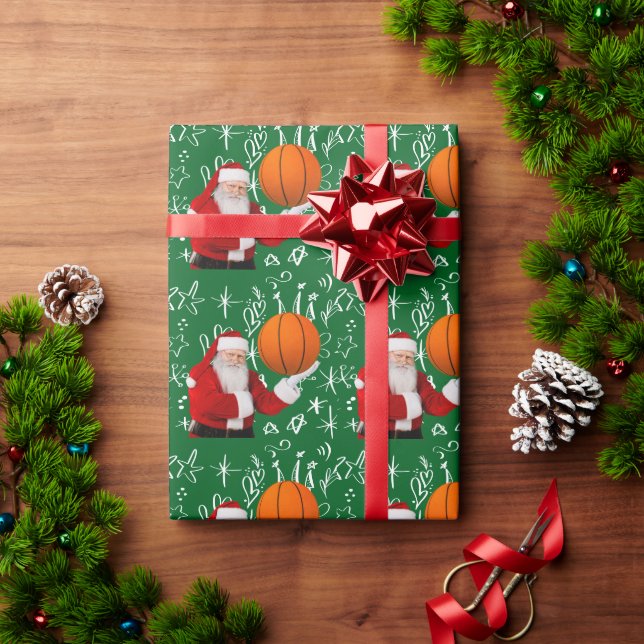 Weihnachten im Basketball für den Spieler Geschenkpapier (Feiertagsgeschenk)