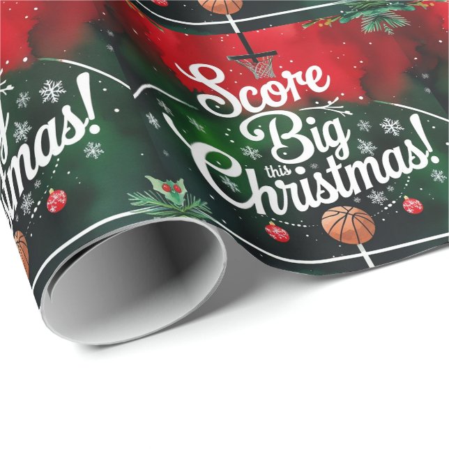 Weihnachten im Basketball Geschenkpapier (Rolleneckpunkt)