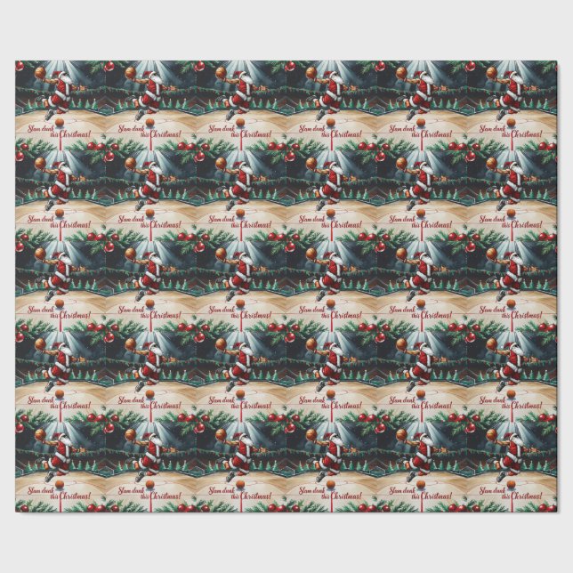 Weihnachten im Basketball Geschenkpapier (Saum)