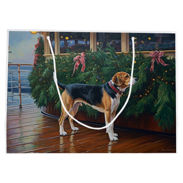 Weihnachten im Beagle - Feierliche Hochzeit Große Geschenktüte (Rückseite)