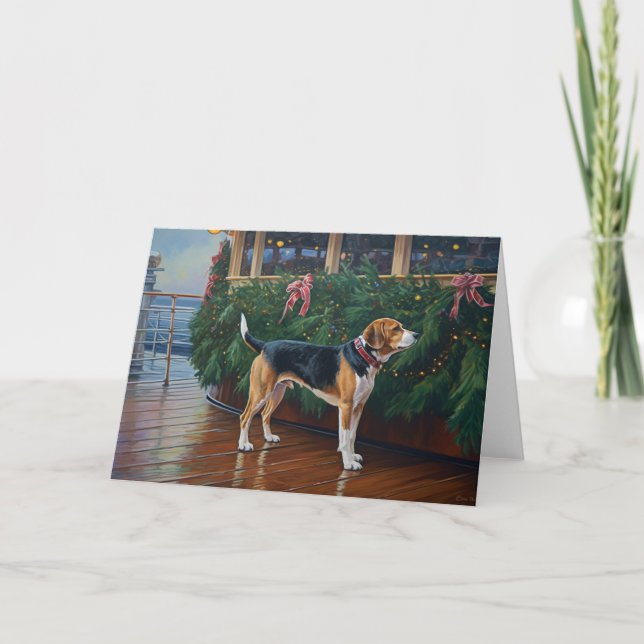 Weihnachten im Beagle - Feierliche Hochzeit Karte (Vorderseite)
