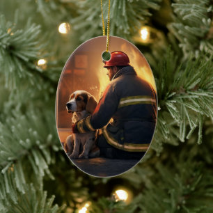 Weihnachten im Beagle, Geschenk für den Hundefeuer Keramik Ornament