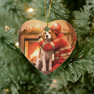 Weihnachten im Beagle, Geschenk für den Hundefeuer Keramik Ornament