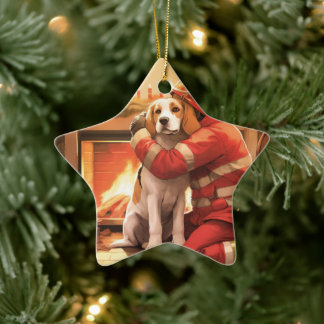 Weihnachten im Beagle, Geschenk für den Hundefeuer Keramik Ornament