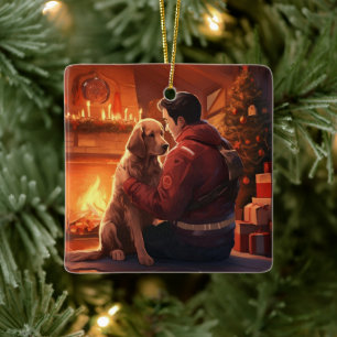 Weihnachten im Beagle, Geschenk für den Hundefeuer Keramikornament