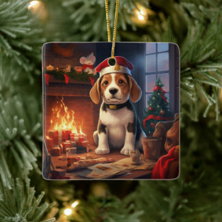 Weihnachten im Beagle, Geschenk für die Beagle-Pol Keramikornament