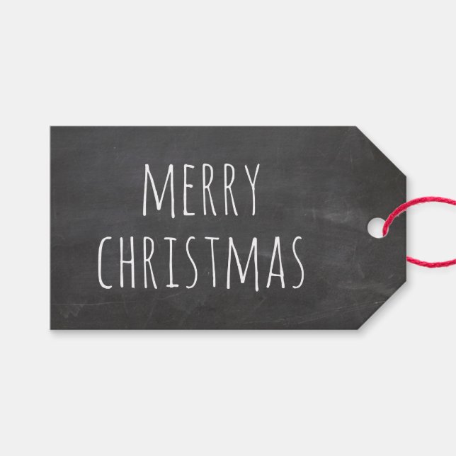 Weihnachten im Chalkboard-Klassenzimmer | Schulurl Geschenkanhänger (Vorderseite (Horizontal))