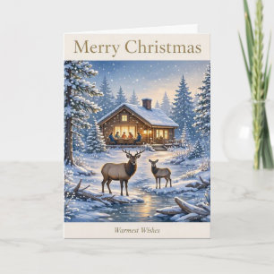 Weihnachten im Ferienhaus am Bach • Elch und Hirsc Karte